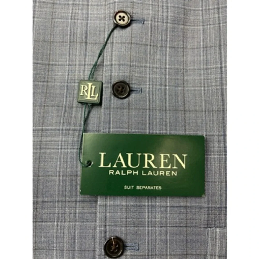 Lauren Ralph Lauren Suit Vest Mens S Blue NEW Hitchcock Glen Plaid Wool Blend